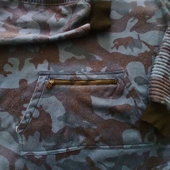 #051 Boys Blue Camo Hoodie Sweater By G-Net Size Large - Picture 2 of 15